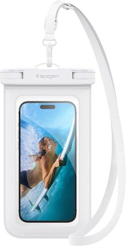 جراب هاتف Spigen AquaShield عالمي مقاوم للماء، جراب هاتف مقاوم للماء، حافظات حقيبة جافة واقية من PVC مع IPX8 A601 متوافقة مع iPhone وGalaxy وGoogle (عبوة من 1) - شفاف كريستالي شفاف in Kuwait