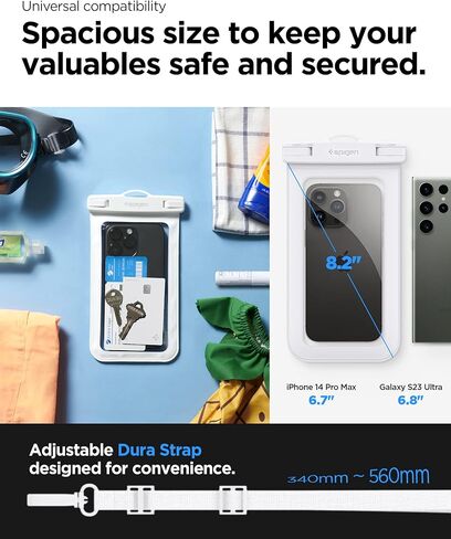 جراب هاتف Spigen AquaShield عالمي مقاوم للماء، جراب هاتف مقاوم للماء، حافظات حقيبة جافة واقية من PVC مع IPX8 A601 متوافقة مع iPhone وGalaxy وGoogle (عبوة من 1) - شفاف كريستالي شفاف in Kuwait