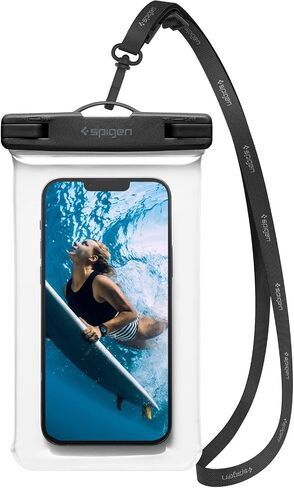 Spigen AquaShield Universal Waterproof Phone Pouch, Waterproof Phone Case, PVC Protective Dry Bag Cases with IPX8 A601 Compatible with iPhone, Galaxy, Google (Pack of 1) - Transparent Crystal Clear in Saudi Arabia