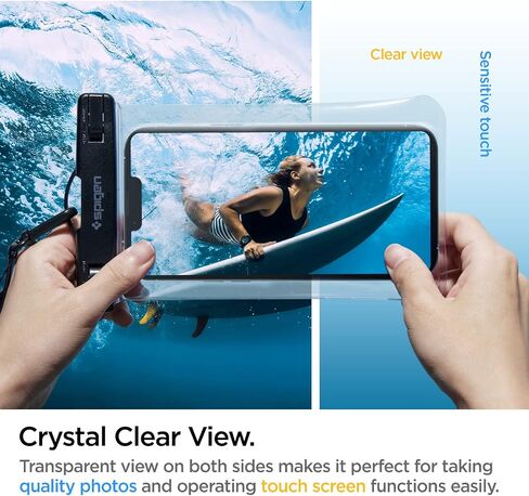 Spigen AquaShield Universal Waterproof Phone Pouch, Waterproof Phone Case, PVC Protective Dry Bag Cases with IPX8 A601 Compatible with iPhone, Galaxy, Google (Pack of 1) - Transparent Crystal Clear in Saudi Arabia