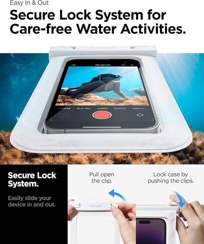 جراب هاتف Spigen AquaShield عالمي مقاوم للماء، جراب هاتف مقاوم للماء، حافظات حقيبة جافة واقية من PVC مع IPX8 A601 متوافقة مع iPhone وGalaxy وGoogle (عبوة من 1) - شفاف كريستالي شفاف in Kuwait