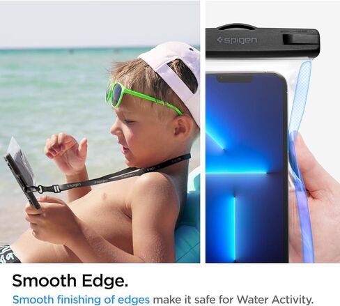 Spigen AquaShield Universal Waterproof Phone Pouch, Waterproof Phone Case, PVC Protective Dry Bag Cases with IPX8 A601 Compatible with iPhone, Galaxy, Google (Pack of 1) - Transparent Crystal Clear in Saudi Arabia