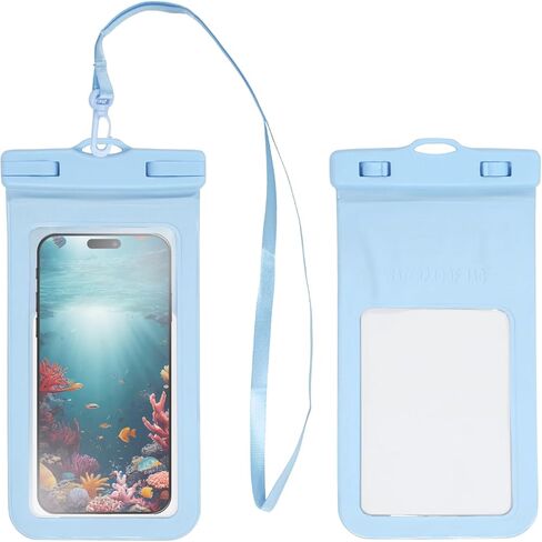 Dohia Waterproof Phone Pouch with Crossbody Lanyard Waterproof Phone Case for iPhone 15 14 13 12 Pro Max IPX8 Samsung Cellphone Dry Bag Beach Essentials D3 -FSSJD (Blue) in Saudi Arabia