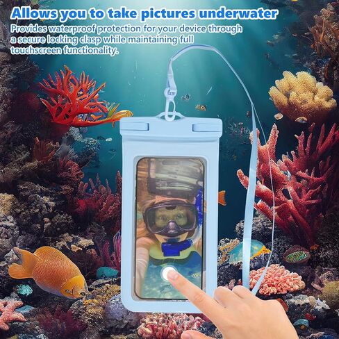 Dohia Waterproof Phone Pouch with Crossbody Lanyard Waterproof Phone Case for iPhone 15 14 13 12 Pro Max IPX8 Samsung Cellphone Dry Bag Beach Essentials D3 -FSSJD (Blue) in Saudi Arabia