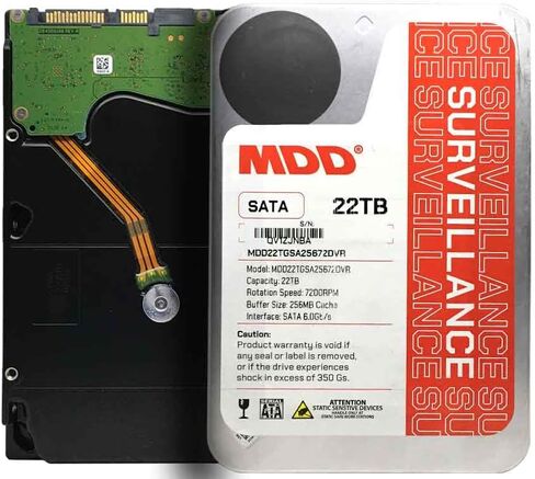 MDD (MDD22TSATA25672DVR) 22 تيرابايت 7200 دورة في الدقيقة 256 ميجابايت كاش SATA 6.0 جيجابايت/ثانية 3.5 بوصة محرك الأقراص الصلبة للمراقبة الداخلية - ضمان 3 سنوات (متجدد) in Kuwait