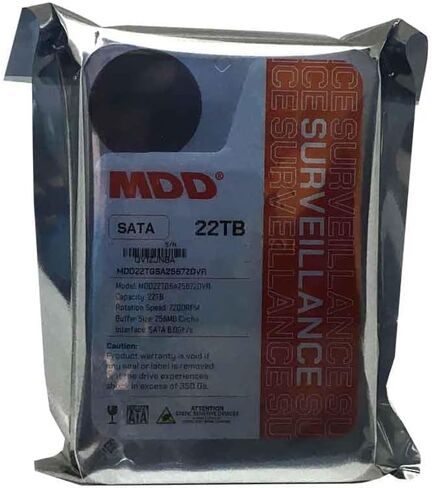 MDD (MDD22TSATA25672DVR) 22 تيرابايت 7200 دورة في الدقيقة 256 ميجابايت كاش SATA 6.0 جيجابايت/ثانية 3.5 بوصة محرك الأقراص الصلبة للمراقبة الداخلية - ضمان 3 سنوات (متجدد) in Kuwait