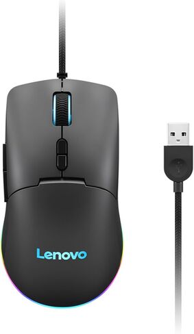 Lenovo 100 Wired USB Computer Mouse for PC, Laptop, Computer with Windows - Full-Size - Ambidextrous Design - 3 Buttons - Red Optical Sensor – Black in Saudi Arabia