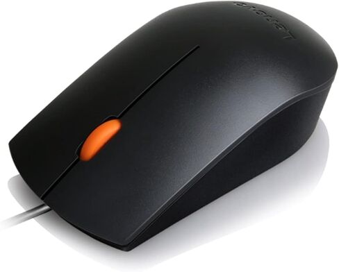 Lenovo 100 Wired USB Computer Mouse for PC, Laptop, Computer with Windows - Full-Size - Ambidextrous Design - 3 Buttons - Red Optical Sensor – Black in Saudi Arabia
