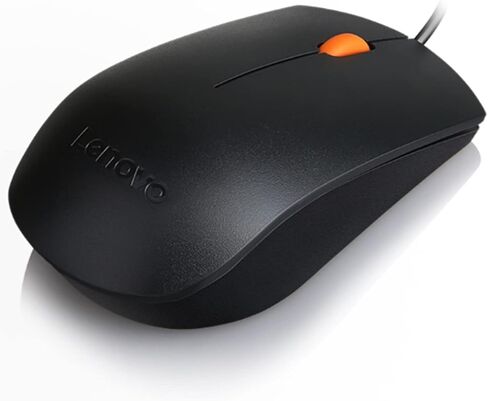 Lenovo 100 Wired USB Computer Mouse for PC, Laptop, Computer with Windows - Full-Size - Ambidextrous Design - 3 Buttons - Red Optical Sensor – Black in Saudi Arabia
