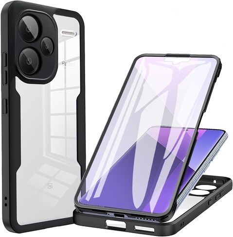 360°All-Inclusive Case for Xiaomi Redmi Note 13 Pro Plus 5G, [Built in Screen Protector] Dual Layer Full Body Shockproof Dustproof Clear Phone Case for Redmi Note 13 Pro Plus 5G QB-Black in Saudi Arabia