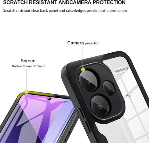 360°All-Inclusive Case for Xiaomi Redmi Note 13 Pro Plus 5G, [Built in Screen Protector] Dual Layer Full Body Shockproof Dustproof Clear Phone Case for Redmi Note 13 Pro Plus 5G QB-Black in Saudi Arabia