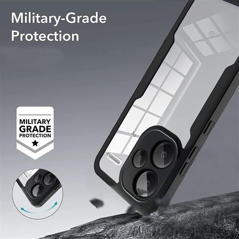 360°All-Inclusive Case for Xiaomi Redmi Note 13 Pro Plus 5G, [Built in Screen Protector] Dual Layer Full Body Shockproof Dustproof Clear Phone Case for Redmi Note 13 Pro Plus 5G QB-Black in Saudi Arabia