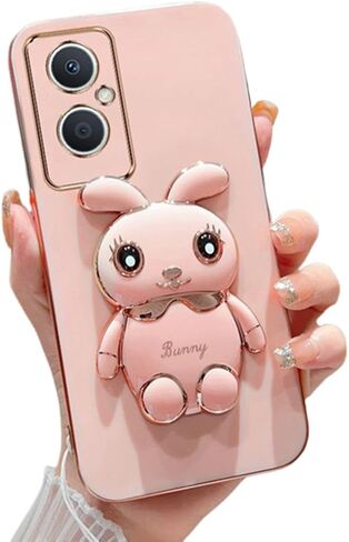 for OnePlus Nord N30 5G Case 3D Cute Cartoon Hidden Rabbit Kickstand Design for Women Girls,Luxury Plating Glitter Soft Silicone Girly Phone Case with Camera Protection Cover for OnePlus N30 5G Pink in Saudi Arabia