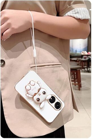 حافظة لهاتف OnePlus Nord N30 5G ثلاثية الأبعاد بتصميم كرتوني لطيف على شكل أرنب مخفي للنساء والفتيات، حافظة هاتف بناتي من السيليكون الناعم اللامع بطلاء فاخر مع غطاء حماية للكاميرا لهاتف OnePlus N30 5G وردي in Kuwait