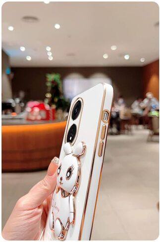 حافظة لهاتف OnePlus Nord N30 5G ثلاثية الأبعاد بتصميم كرتوني لطيف على شكل أرنب مخفي للنساء والفتيات، حافظة هاتف بناتي من السيليكون الناعم اللامع بطلاء فاخر مع غطاء حماية للكاميرا لهاتف OnePlus N30 5G وردي in Kuwait