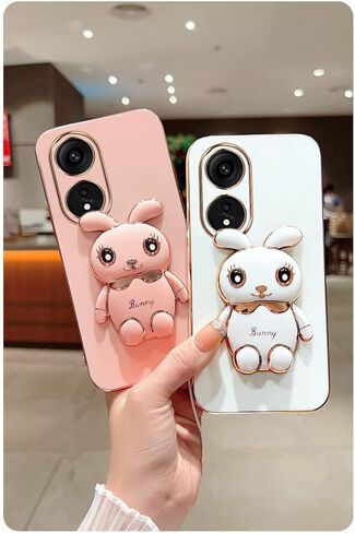 حافظة لهاتف OnePlus Nord N30 5G ثلاثية الأبعاد بتصميم كرتوني لطيف على شكل أرنب مخفي للنساء والفتيات، حافظة هاتف بناتي من السيليكون الناعم اللامع بطلاء فاخر مع غطاء حماية للكاميرا لهاتف OnePlus N30 5G وردي in Kuwait