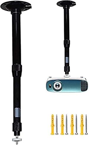 حامل جهاز عرض 2-Be-Best، حامل سقف لجهاز العرض 12-17.7 بوصة ارتفاع قابل للتعديل يدور 360 درجة، حامل جهاز عرض على الحائط من سبائك الألومنيوم المقاوم للصدأ، حامل جهاز عرض بخيط 1/4 بوصة لأجهزة العرض باللون الأسود in Kuwait