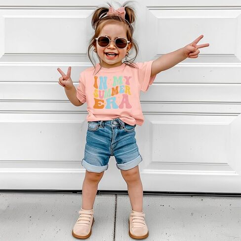 in My Summer Era Shirts Toddler Baby Girls T-shirt Star Graphic Tops Short Sleeve Casual Tees Clothes 1-6T in Saudi Arabia