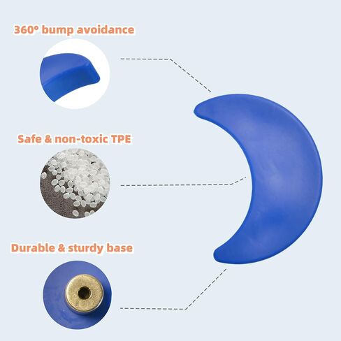 6 pack moon shape dresser pulls for kids rubber handles for cabinet drawers for nusery room and closet (blue) in Saudi Arabia