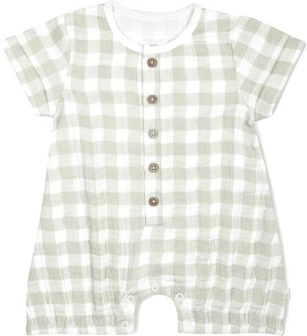 MakeMake Organics Organic Cotton Muslin Baby Toddler Kids Boys Girls Gender Neutral Short Romper Infant Henley Short Sleeve in Saudi Arabia
