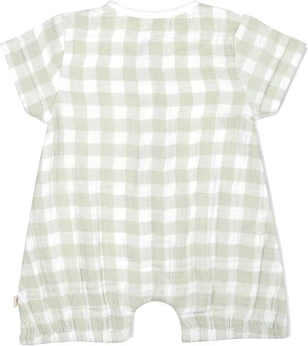 MakeMake Organics Organic Cotton Muslin Baby Toddler Kids Boys Girls Gender Neutral Short Romper Infant Henley Short Sleeve in Saudi Arabia