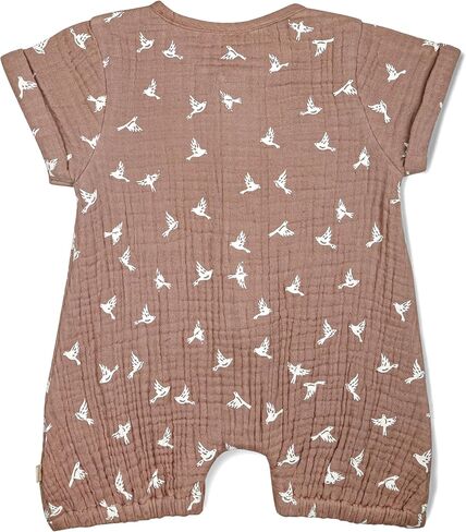 MakeMake Organics Organic Cotton Muslin Baby Toddler Kids Boys Girls Gender Neutral Short Romper Infant Henley Short Sleeve in Saudi Arabia