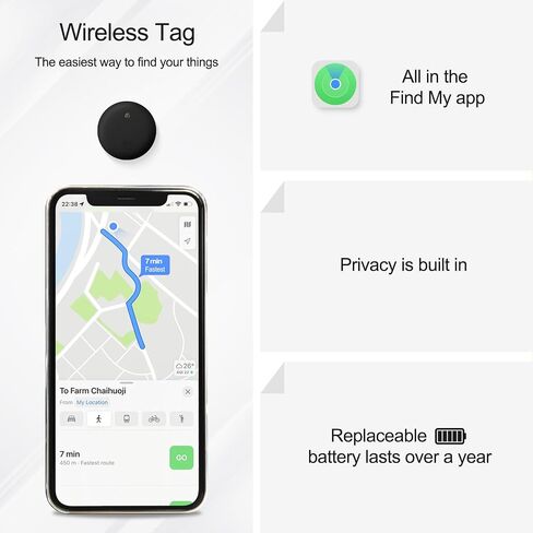 عبوتان من جهاز تعقب الهواء الذكي لجهاز Apple Find My (iOS فقط) + قطعتان متوافقتان مع حامل سيليكون لسلسلة المفاتيح AirTag Case، ومحدد موقع العناصر للأمتعة والمحفظة والدراجة (قطعة واحدة بيضاء + قطعة واحدة سوداء) in Kuwait