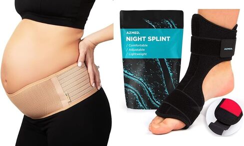AZMED Maternity Belly Beige Band for Pregnant Women - Pregnancy Must Haves Belly Support Band for Abdomen, Pelvic, Waist, Back Plantar Fasciitis Night Splint & Support, Black in Saudi Arabia