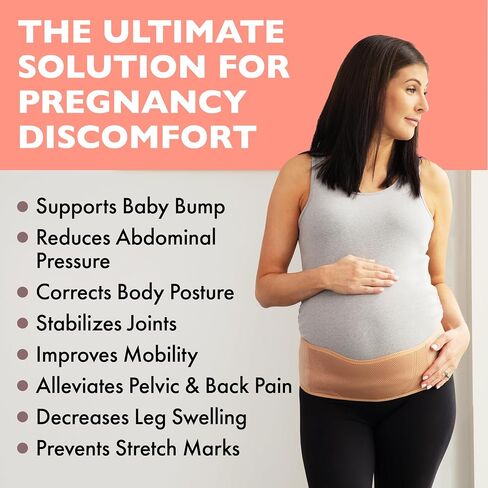 AZMED Maternity Belly Beige Band for Pregnant Women - Pregnancy Must Haves Belly Support Band for Abdomen, Pelvic, Waist, Back Plantar Fasciitis Night Splint & Support, Black in Saudi Arabia