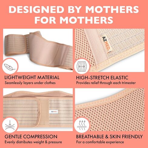 AZMED Maternity Belly Beige Band for Pregnant Women - Pregnancy Must Haves Belly Support Band for Abdomen, Pelvic, Waist, Back Plantar Fasciitis Night Splint & Support, Black in Saudi Arabia