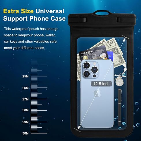 2-Pack Extra Large Waterproof Phone Pouch - Universal Dry Bag for iPhone, Samsung, Wallet, Passport - Touch Sensitive with Finger Strap - IPX8 Certified in Saudi Arabia