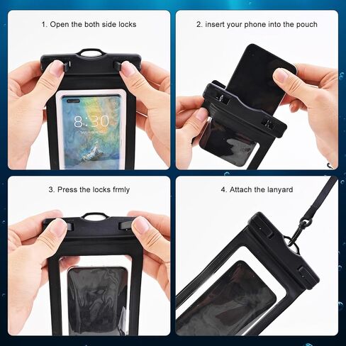 2-Pack Extra Large Waterproof Phone Pouch - Universal Dry Bag for iPhone, Samsung, Wallet, Passport - Touch Sensitive with Finger Strap - IPX8 Certified in Saudi Arabia