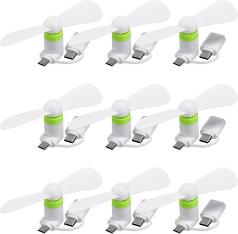 9 Pack Mini Cell Phone Fan 2-in-1 Fan Compatible for Type C, Android Smartphone, Tablet Portable and Powerful Summer Accessories(Black) in Saudi Arabia