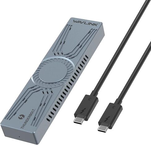 حاوية WAVLINK 40 جيجابت في الثانية NVMe، حاوية M.2 متوافقة مع Thunderbolt 4/3/USB 4، Thunderbolt 3 إلى M Key/B+M Key 2280 NVMe SSD، تصميم مبدد الحرارة، مع كابل Thunderbolt 50 سم، حتى 4 تيرابايت in Kuwait
