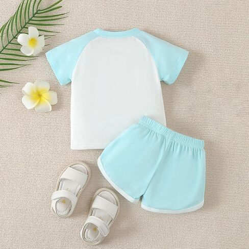 Toddler Baby Girl Clothes Set Raglan Short Sleeve T-Shirts Tops Shorts Infant 2Pcs Butterfly Letter Print Outfits in Saudi Arabia