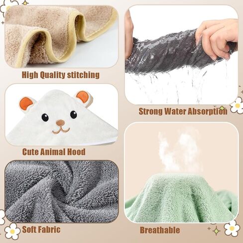 Hooded Baby Towels 4Pack Unisex Hooded Towels Super Soft Absorbent Baby Boys Girls 31.5x31.5 Inch Unique Animal Design Towels Set Gift for Newborn Infant Toddler Essentials in Saudi Arabia