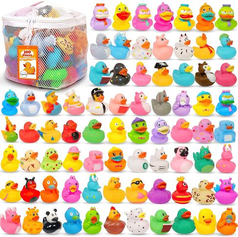 100 Pack Rubber Ducks for Jeep Duck: Assorted Rubber Duck Duckies in Bulk, 2.2inch Cute Mini Rubber Ducks Bath Toys for Kids Pool Activity,Baby Shower,Baby Bath Accessories in Saudi Arabia