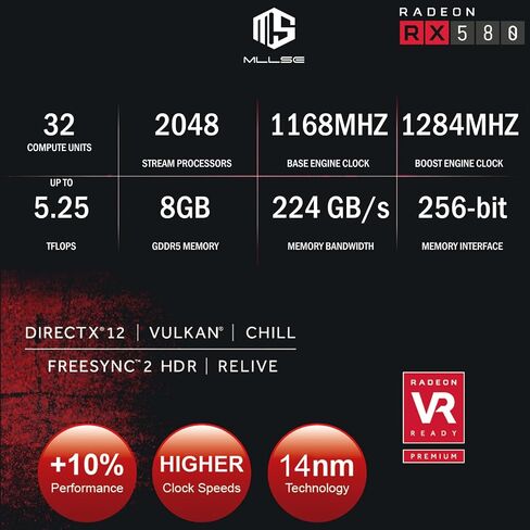 RGB Radeon RX 580 Graphics Card, 8GB GDDR5 2048SP 256-bit PCI-Express 3.0 Smart Dual Fan Cooling Gaming White Video Card for PC in Saudi Arabia