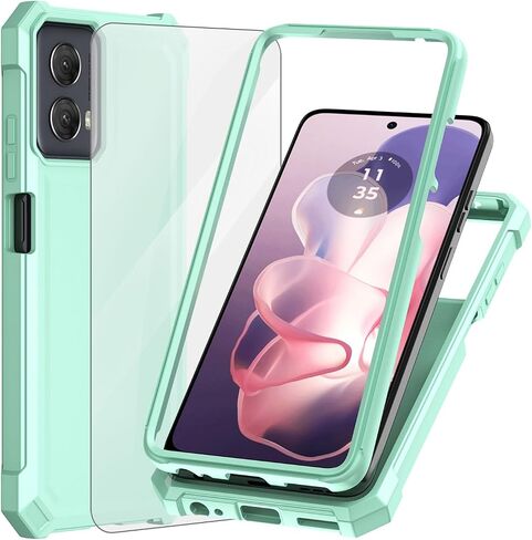 حافظة Ailiber لهاتف Moto G 5G 2024، مع واقي شاشة، حماية هيكلية مزدوجة الطبقة، ممتص للصدمات من مادة TPU بزاوية مقاومة للصدمات، غطاء هاتف نحيف من السيليكون لهاتف Motorola Moto G Play 2024 5G [لا يناسب 4G] - أخضر نعناعي in Kuwait