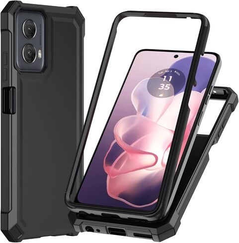 حافظة Motorala Moto G Power 5G 2024 مع واقي شاشة، حافظة هاتف Moto G Power 5G 2024 حماية أمامية وخلفية لكامل الجسم، غطاء خلفي من السيليكون الناعم من البولي كربونات لهاتف G Power 5G 2024 أرجواني in Kuwait
