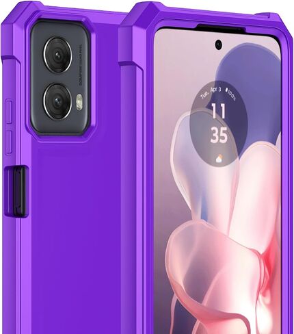 for Motorala Moto G Power 5G 2024 Case with Screen Protector,Moto G Power 5G Phone Case 2024 Front Back Full Body Protection,Frosted PC Back Soft Silicone Bumper Cover for G Power 5G 2024 Purple in Saudi Arabia
