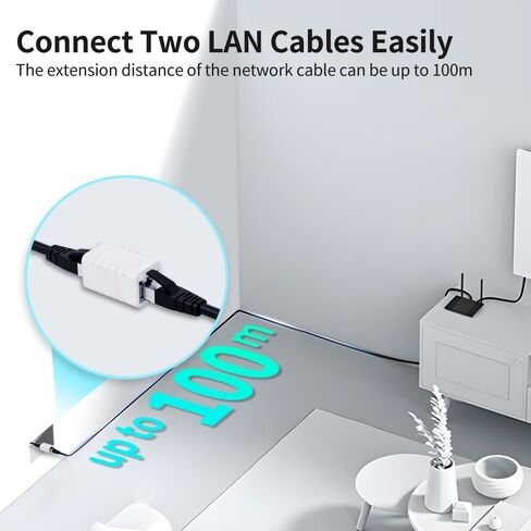 RJ45 Coupler Ethernet Cable Extender Female to Female Connector Cat7 Cat6 Cat5e Cat5 LAN in Line Newwork Patch Cord Extension Adapter (White 2-Pack) in Saudi Arabia