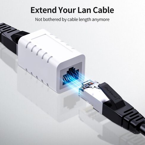 RJ45 Coupler Ethernet Cable Extender Female to Female Connector Cat7 Cat6 Cat5e Cat5 LAN in Line Newwork Patch Cord Extension Adapter (White 2-Pack) in Saudi Arabia