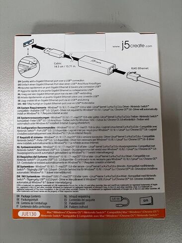 j5create USB 3.0 إلى RJ45 جيجابت إيثرنت محول، 10/100/1000 إيثرنت LAN محول الشبكة لنظام التشغيل Mac، Windows 11/10/8.1/7، نظام التشغيل Chrome، سطح المكتب، الكمبيوتر المحمول (JUE130) in Kuwait