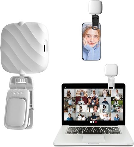 Selfie Light - High Power 49 LED USB Rechargeable, Video Conference Lighting Kit,5 Light Modes, Portable Clip on Light for Phone Tablet Laptop Camera, Zoom Call TikTok Video Fill Light（White） in Saudi Arabia