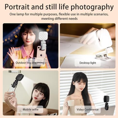 Selfie Light - High Power 49 LED USB Rechargeable, Video Conference Lighting Kit,5 Light Modes, Portable Clip on Light for Phone Tablet Laptop Camera, Zoom Call TikTok Video Fill Light（White） in Saudi Arabia