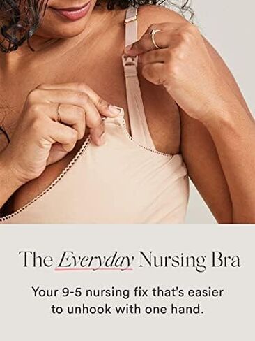 حمالة صدر للرضاعة اليومية من HATCH - حمالة صدر للرضاعة الطبيعية بمشبك للأسفل - قطن ممتاز - راحة لاسلكية قابلة للتعديل مع مشبك رضاعة بيد واحدة - خطاف J لظهر المتسابق الاختياري - مقاس XL in Kuwait