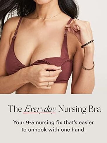 حمالة صدر للرضاعة اليومية من HATCH - حمالة صدر للرضاعة الطبيعية بمشبك للأسفل - قطن ممتاز - راحة لاسلكية قابلة للتعديل مع مشبك رضاعة بيد واحدة - خطاف J لظهر المتسابق الاختياري - مقاس XL in Kuwait