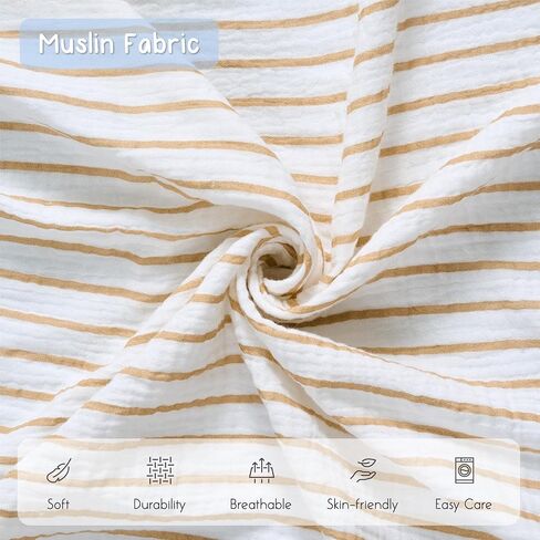 Meracorallo Muslin Nursing Pillow Cover, 100% Cotton Soft and Comfortable Breastfeeding Pillow Slipcover Case for Baby Boys and Girls, Neutral Stripe in Saudi Arabia