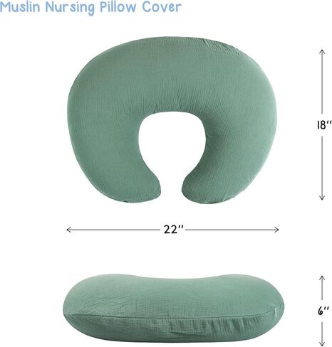 Meracorallo Muslin Nursing Pillow Cover, 100% Cotton Soft and Comfortable Breastfeeding Pillow Slipcover Case for Baby Boys and Girls, Neutral Stripe in Saudi Arabia